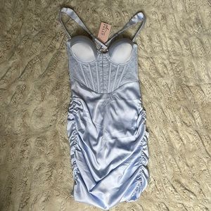 Oh Polly baby blue satin dress